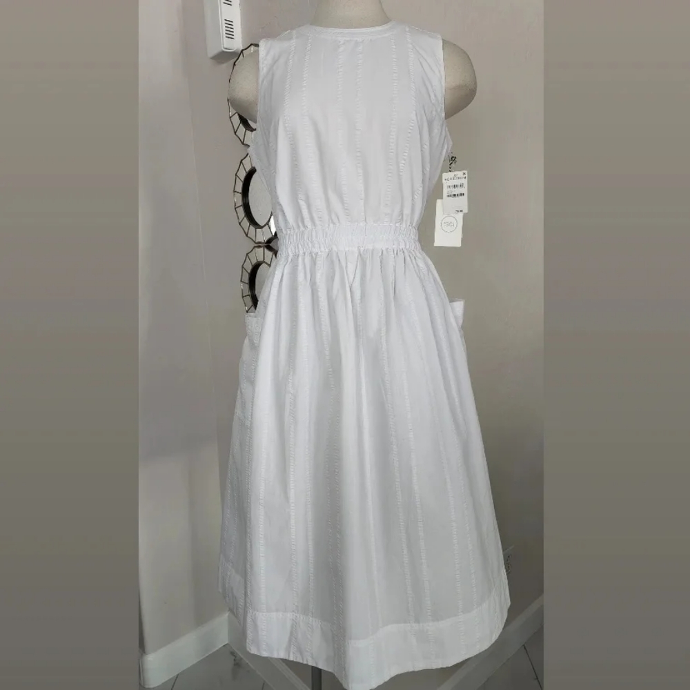 1901 White Cotton Dress W/Bucket pockets
